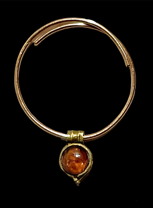 ￼ Modern gold earring with Roman pendant set with garnet